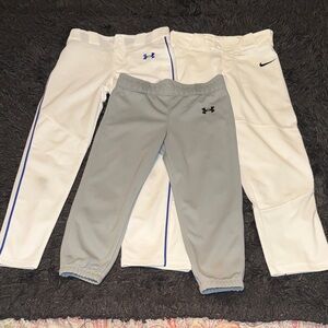 3 Pair of Baseball Pants- 2 UA and 1 Nike